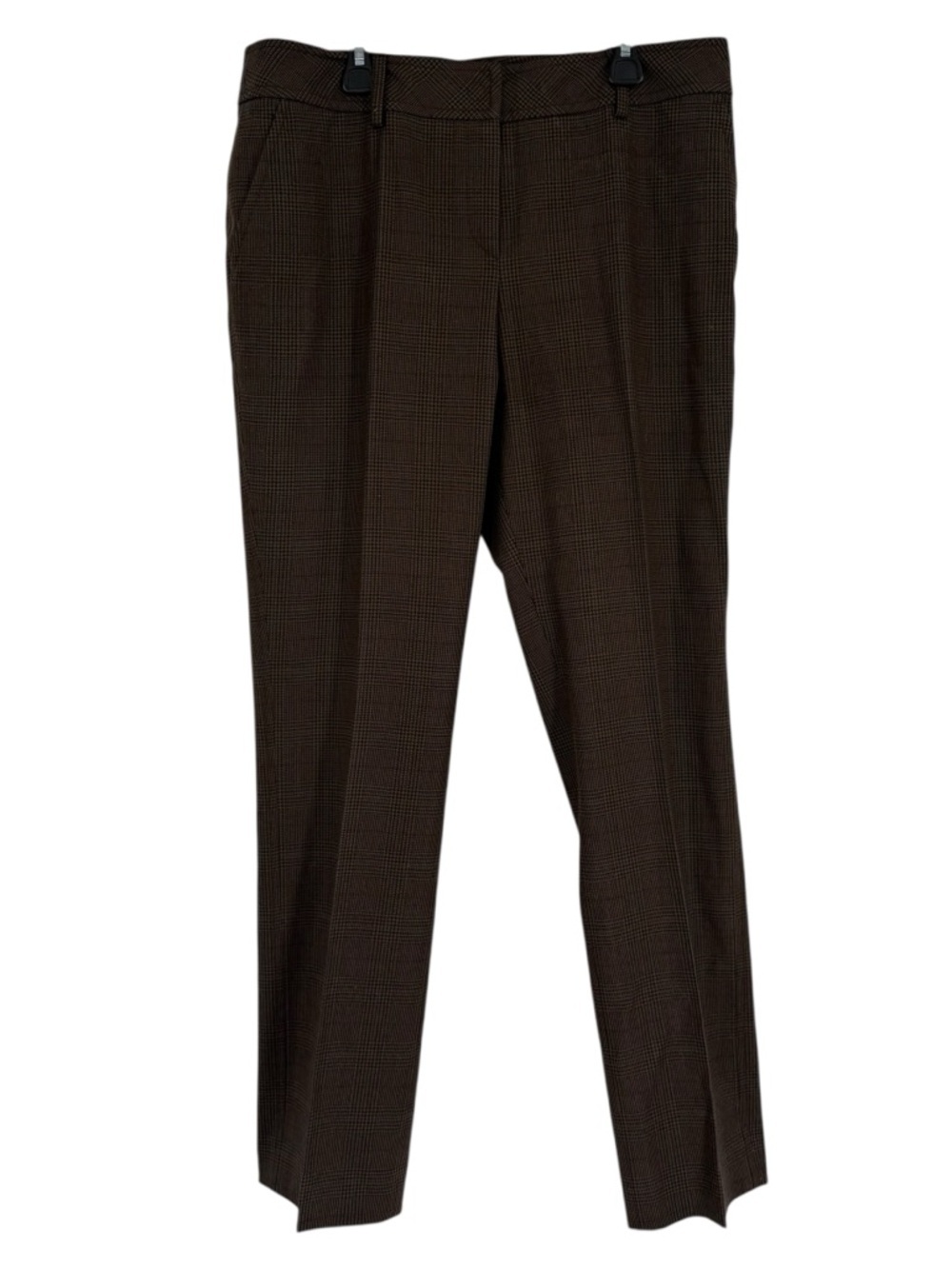 Akris Punto Wool Houndstooth Pants Women Size 10 Brown Lined Straight Leg